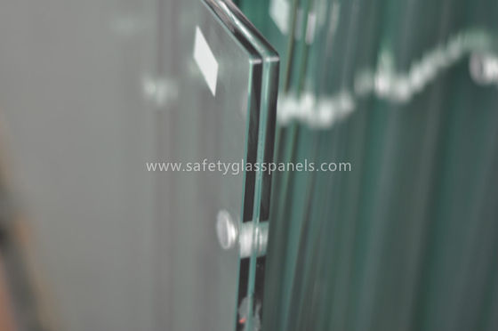 Clear Laminated Safety Glass Railing With Polished Edge , High Impact-Resistant