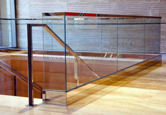 8mm Clear Balustrade Glass Staircase Railing , Sound Insulation