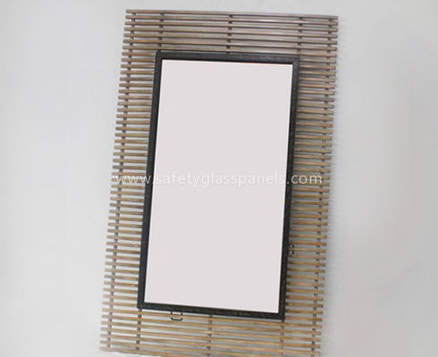 Double Coated Paint Aluminium Glass Mirror , Decorative Bathroom Mirror With Shelf