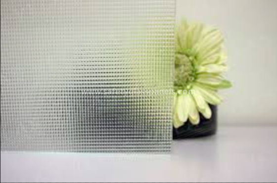 Rectangle Millennium 4mm Chip Figured Tempered Float Glass Amber for Gymnasium